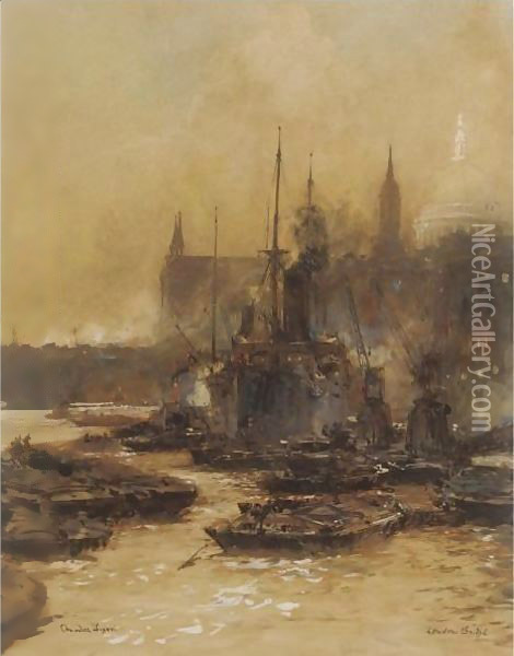 London Bridge Oil Painting - Charles Edward Dixon