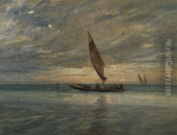 Pescatori In Laguna Oil Painting - Guglielmo Ciardi