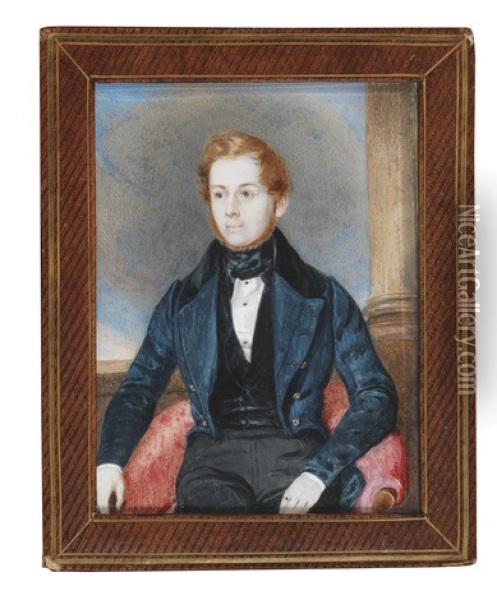 Portrait Of A Gentlemen With Reddish-blond Hair In A Black Jacket Oil Painting - Albert Decker