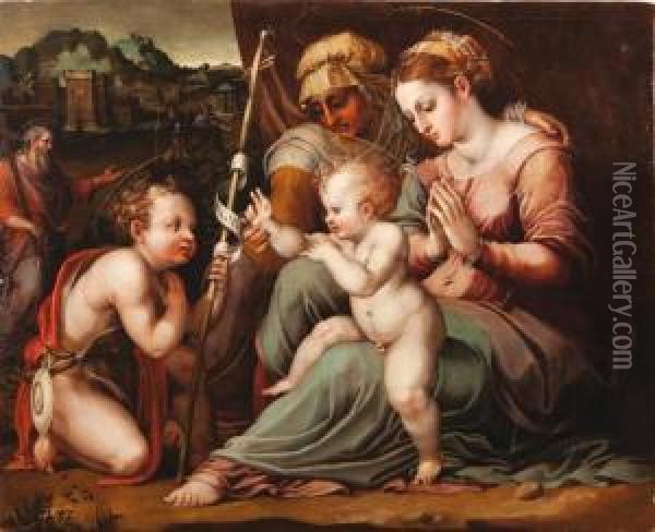 La Sainte Famille Avec Sainte Anne Et Saint Jean Baptiste Oil Painting - Giorgio Vasari