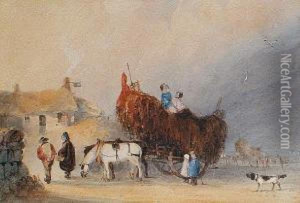The Hay Wagon Oil Painting - John Le Capelain