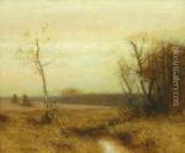 Field In Late Autumn Oil Painting - Bruce Crane