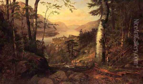 A Peep into Lake George Oil Painting - James Brade Sword