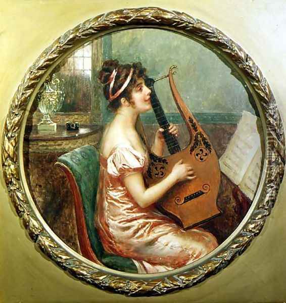 The Lute Player Oil Painting - Cesare Saccaggi