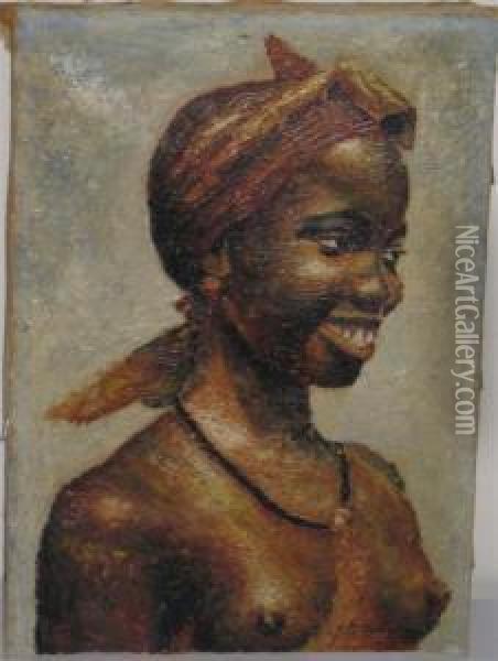 Portrait D'une Jeune Africaine Oil Painting - Heinrich Maria Staackmann