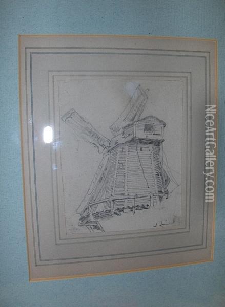 Windmill Sketch Oil Painting - John Linnell