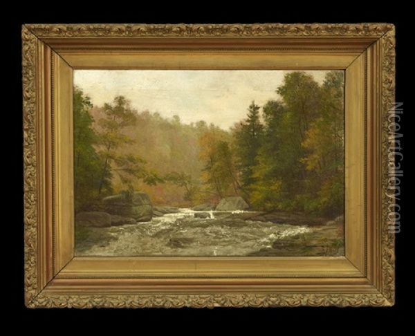 Wooded River Landscape Oil Painting - Albert Francis King