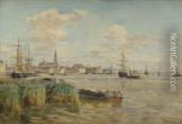 Le Port D'anvers Oil Painting - Edmond Marie Petitjean