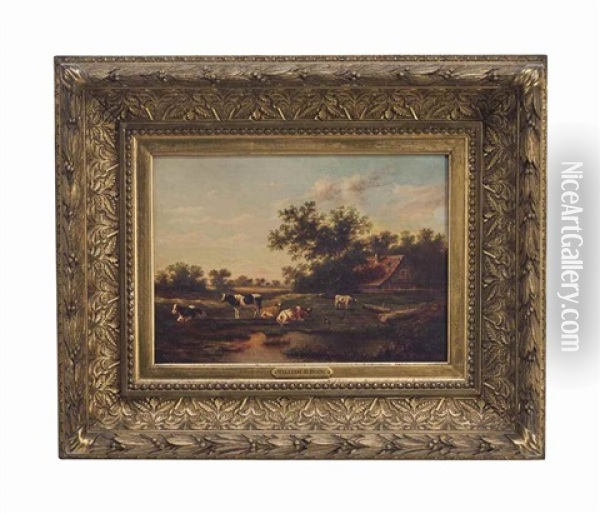 Cows In A Pasture Oil Painting - William Henry Buck