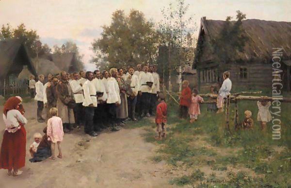 Evening Concert At The Village Oil Painting - Nikolai Karlovich Grandkovsky