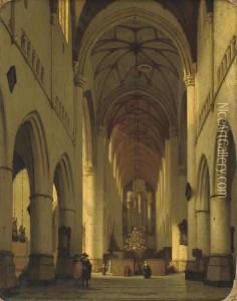 The Interior Of Saint Bavo's, Haarlem Oil Painting - Jan Jacob Schenkel