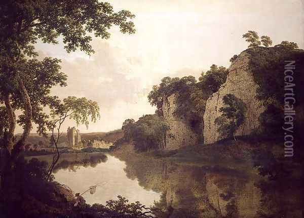 Landscape with Dale Abbey Oil Painting - Josepf Wright Of Derby