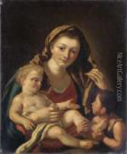 Madonna Col Bambino E San Giovannino Oil Painting - Francesco de Mura