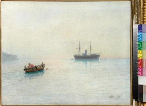 Segelschiff Und Ruderboot Oil Painting - Lev Felixovich Lagorio