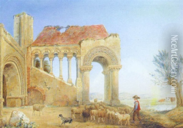 Old Gateway To The Ancient Mint At Canterbury Oil Painting - Henry C. Gritten