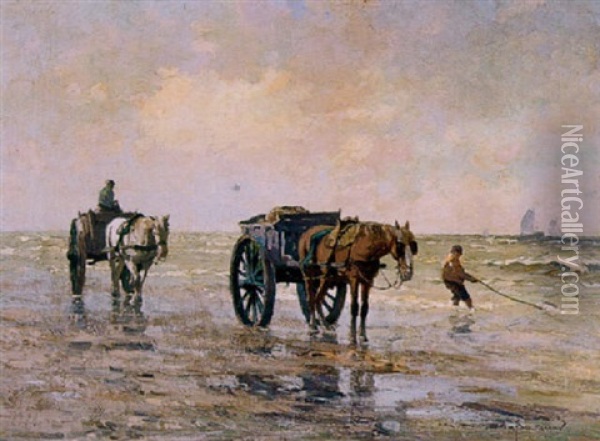 Schelpenvissers Op Het Strand Oil Painting - Gerard Delfgaauw