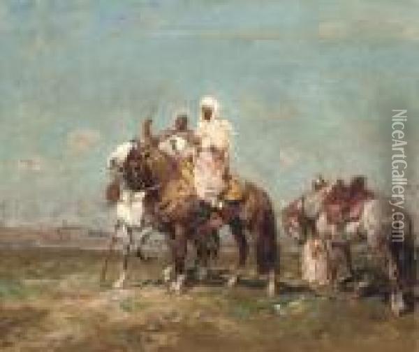 Arab Horsemen In The Desert Oil Painting - Henri Julien Rousseau