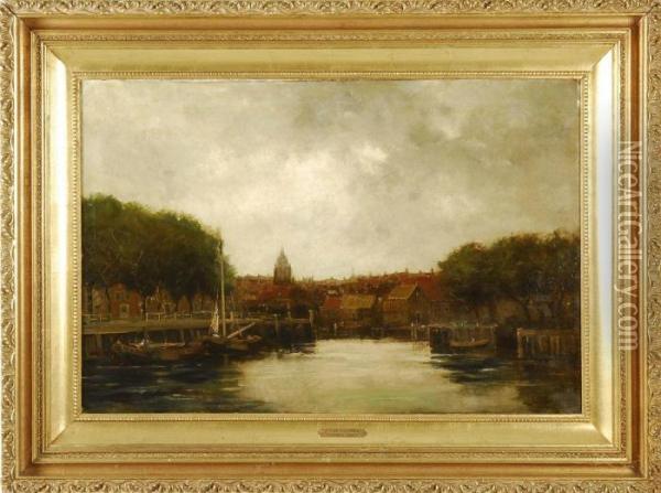 Holland Canal Oil Painting - Hermanus Jr. Koekkoek