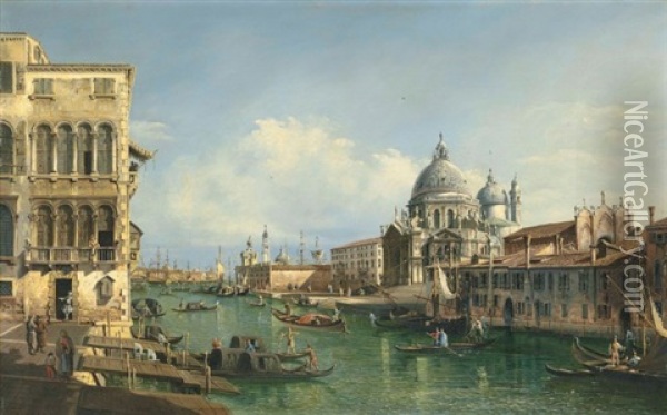 The Grand Canal, Venice, With The Santa Maria Della Salute Oil Painting - Bernardo Bellotto