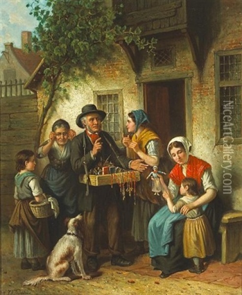 The Peddler Oil Painting - Jan Jacobus Matthijs Damschroeder