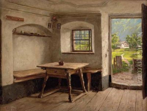 Bauernstube In Grosgmein Oil Painting - Emil Rau