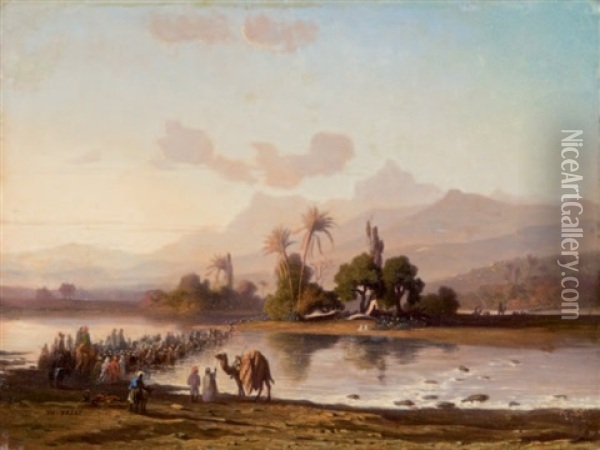 Le Passage Du Gue Aux Alentours De Constantinople Oil Painting - Charles Theodore (Frere Bey) Frere