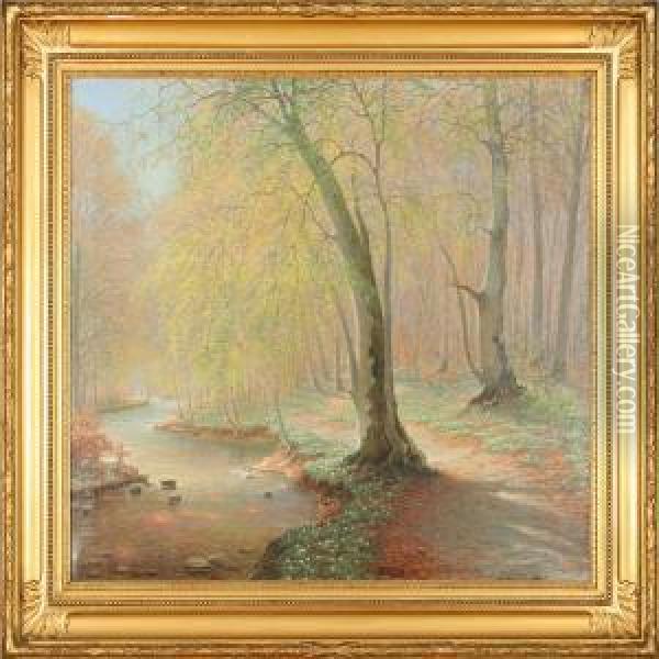 Springtime In The Forrest. Signed P. Busch Oil Painting - Peter Busch