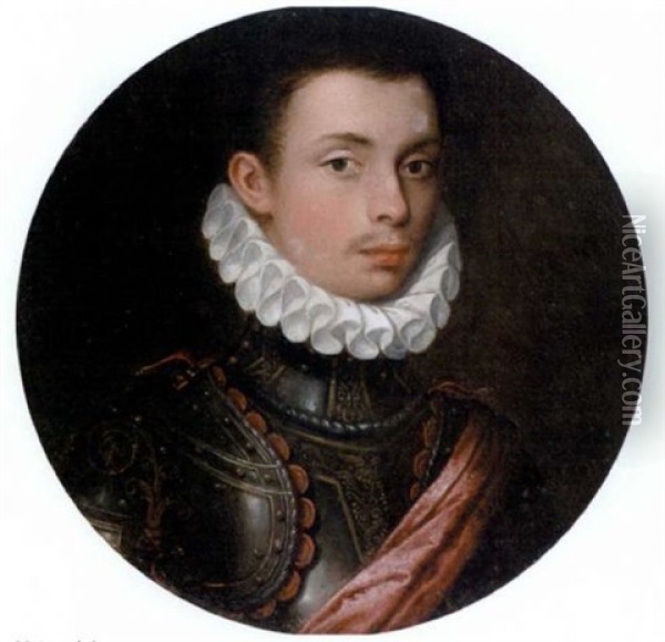 Portrait Of A Young Nobleman In Armour With A Ruff And A Scarlet Sash Oil Painting - Frans Pourbus the younger