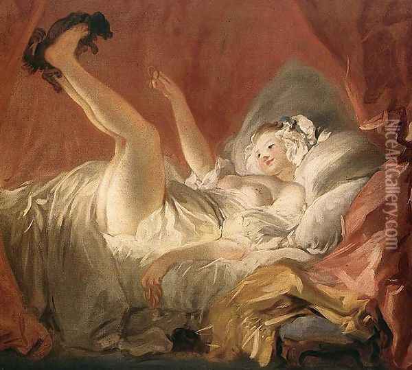 Young Woman with a Dog Oil Painting - Jean-Honore Fragonard
