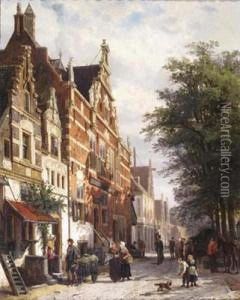 View Of Enkhuyzen Oil Painting - Cornelis Springer