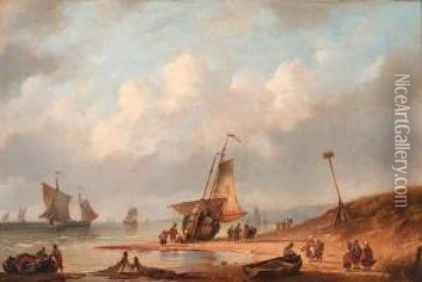 The Departure Of The Fishing Fleet Oil Painting - Gerardus Hendriks