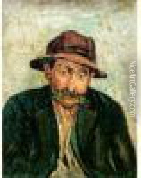Portrait D'homme Au Chapeau Mou Oil Painting - Gustave Madelain