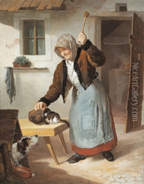 Der Kleine Ubeltater Oil Painting - Eduard Ritter