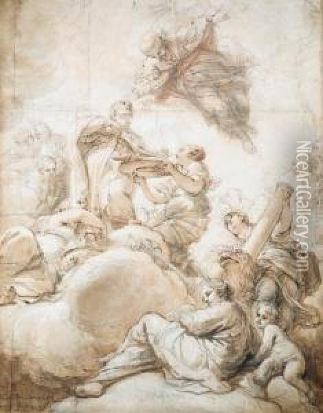 Allegory Of The Elevation Of 
Cardinal Deacon Oddone Colonna To Thepapal Chair As Pope Martin V Oil Painting - Benedetto Luti