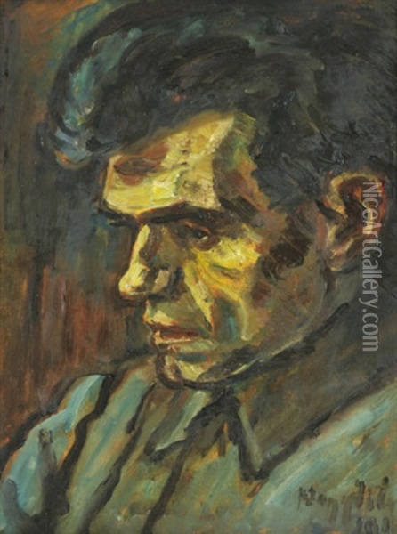 Musing Soldier Oil Painting - Istvan Nagy