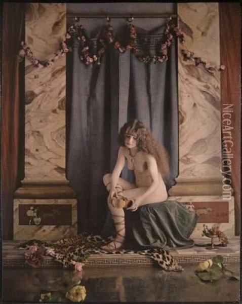 Nu Aux Spartiates, Vers 1907 Oil Painting - Louis Amedee Mante