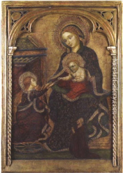Mariage Mystique De Sainte Catherine Et Une Donatrice Oil Painting - Jacobello Del Fiore