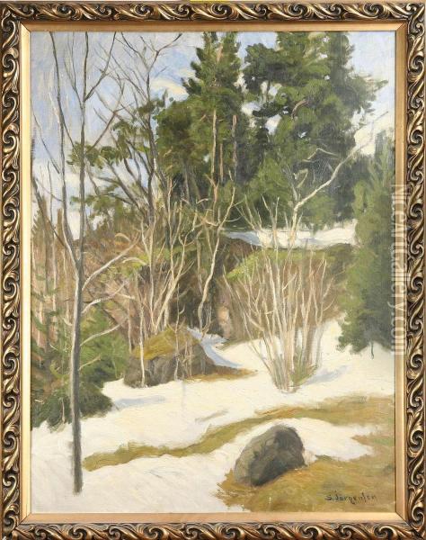 Vinterlandskap Oil Painting - Sven Jorgensen