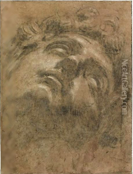Study Of The Head Of Giuliano De' Medici, After Michelangelo Oil Painting - Jacopo Tintoretto (Robusti)
