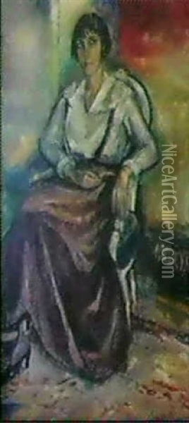 Kvinna I Fatolj Oil Painting - Leander Engstroem the Elder