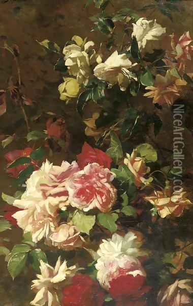 Colourful roses Oil Painting - George Sturm