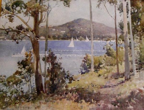 Pittwater And Lion Island 1936 Oil Painting - Benjamin Edwin Minns