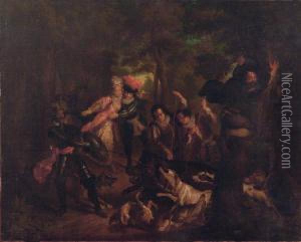 Caceria En Casa De Los Duques Oil Painting - Charles-Antoine Coypel