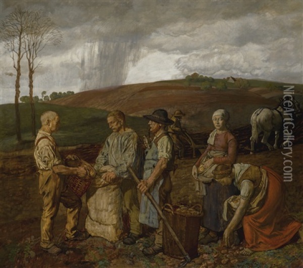 The Potato Harvest Oil Painting - Fritz Boehle