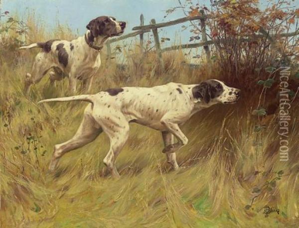 Pointers Oil Painting - Thomas Blinks