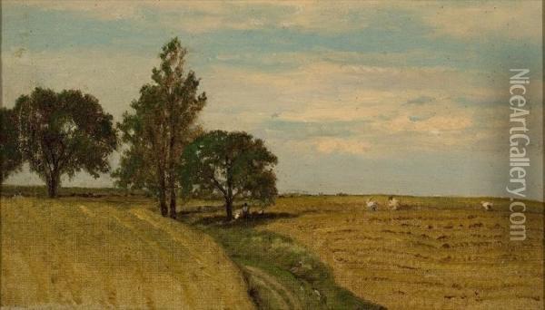 In The Fields Oil Painting - John Bunyan Bristol