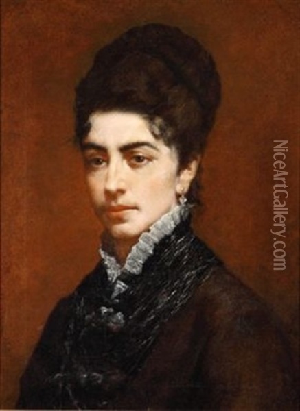 Portrait Einer Dame Oil Painting - Tranquillo Cremona