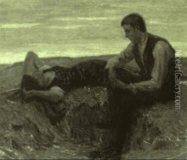 Paar In Der Abenddammerung Oil Painting - Martin Nicolaus
