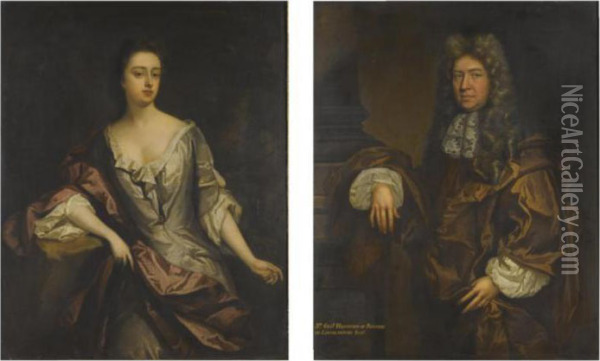 Portrait Of Sir Thomas Hodgson Of Rowston Oil Painting - Sir Godfrey Kneller
