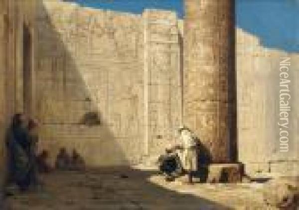 Temple Of Seti I Abydos Oil Painting - Ernst Carl Eugen Koerner